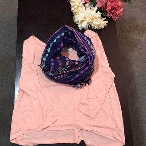 American Eagle peachy half sleeve shirt  and scarf